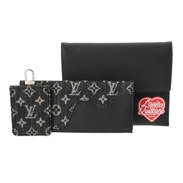 ルイ ヴィトン モノグラムドリップ トリオポーチ LV×NIGO ブラック M81013 デニム/レザー レディース バッグ 【中古】【bag】