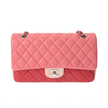 シャネル マトラッセ SフラップWチェーンショルダー 25 ピンク/レッド/ベージュ ラムスキン レディース バッグ 【中古】【bag】