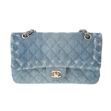 シャネル マトラッセ Wフラップ Wチェーンショルダー 25 ブルー A01112 デニム レディース バッグ 【中古】【bag】