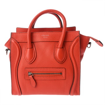 セリーヌ ラゲージ ナノ 2WAY オレンジ 168243 ドラムドカーフ レディース バッグ 【中古】【bag】