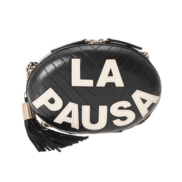 シャネル Vステッチ チェーンショルダー LA PAUSA ブラック カーフスキン レディース バッグ 【中古】【bag】