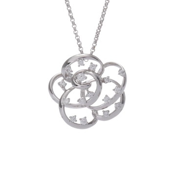 タサキ フラワーモチーフ ネックレス シルバー K18ホワイトゴールド WG レディース ジュエリー 【中古】【jewelry】
