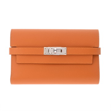 エルメス ケリーウォレット ディプライアント ミディアム ヴェルソ オレンジ/ローズアザレ ヴォーエプソン レディース 財布 【中古】【purse】