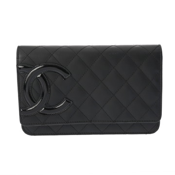 シャネル カンボン チェーンウォレット ブラック A46646 カーフスキン レディース バッグ 【中古】【bag】