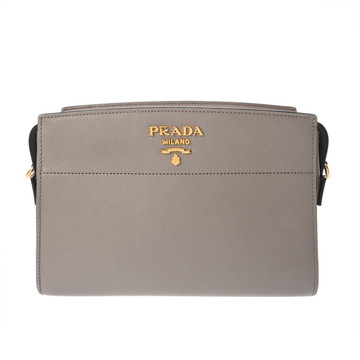 プラダ グレージュ系 1BH104 サフィアーノレザー/ソフトカーフ レディース バッグ 【中古】【bag】