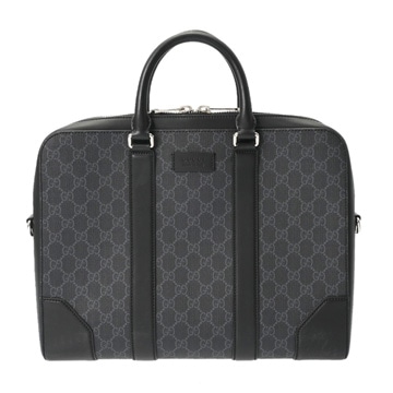 グッチ GGスプリーム ビジネスバッグ ブラック 474135  PVC/レザー メンズ バッグ 【中古】【bag】