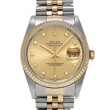 ロレックス デイトジャスト 16233G シャンパン/ダイヤモンド メンズ 時計 【中古】【wristwatch】