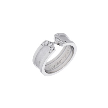 カルティエ C2リング #49 シルバー K18ホワイトゴールド WG レディース ジュエリー 【中古】【jewelry】