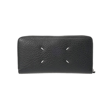 メゾン マルジェラ ジップアラウンドウォレット 4ステッチ ブラック S56UI0110P4455T8013 グレイニーレザー レディース 財布 【中古】【purse】