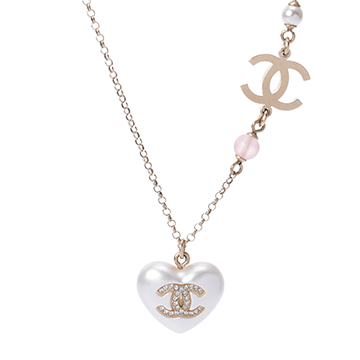 シャネル ハートネックレス ココマーク ゴールド/ホワイト メタル レディース ジュエリー 【中古】【jewelry】