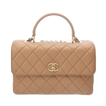 シャネル トレンディCC トップハンドル フラップバッグ ベージュ A92236 ラムスキン レディース バッグ 【中古】【bag】