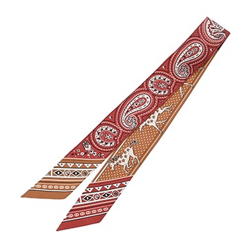 エルメス ツイリー CHEVAL DE COEUR レッド系/ライトブラウン系 シルク100％ レディース 【未使用】【other】