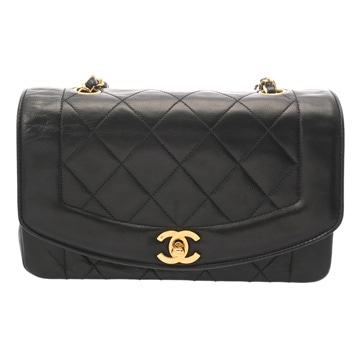 シャネル マトラッセ ダイアナフラップ チェーンショルダー 23cm ブラック A01164 ラムスキン レディース バッグ 【中古】【bag】