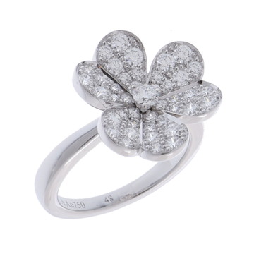 ヴァン クリーフ&アーペル フリヴォル リング 1フラワー #48 パヴェ シルバー VCARD31648 K18ホワイトゴールド WG レディース ジュエリー 【中古】【jewelry】