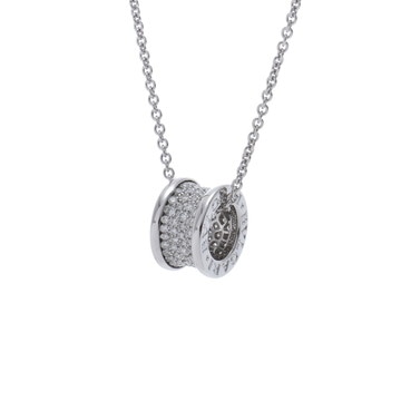 ブルガリ B-ZERO1 ネックレス スパイラルパヴェ シルバー 346167 K18ホワイトゴールド WG ユニセックス ジュエリー 【中古】【jewelry】