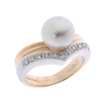 タサキ パールリング 約8.75ｍｍ ゴールド K18イエローゴールド YG/Pt900プラチナ レディース ジュエリー 【中古】【jewelry】