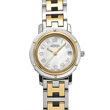 エルメス クリッパー CL4.220 ホワイトシェル レディース 時計 【中古】【wristwatch】
