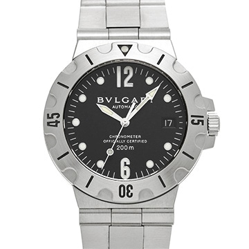 ブルガリ ディアゴノ スクーバ SD38S ブラック メンズ 時計 【中古】【wristwatch】