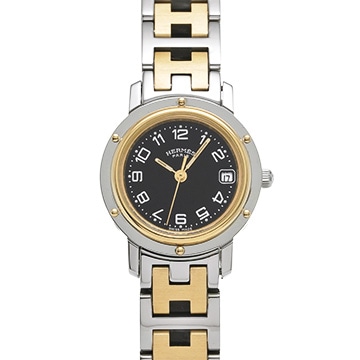 エルメス クリッパー CL4.220 ブラック レディース 時計 【中古】【wristwatch】