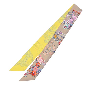 エルメス ツイリー BRIDES DE GALA EN FLEURS グレージュ系/イエロー 064220S シルク100％ レディース 【未使用】【other】