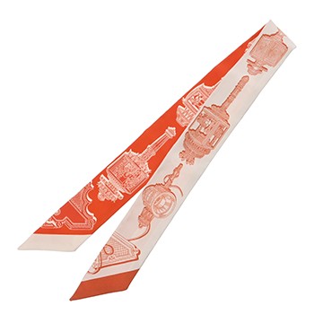 エルメス ツイリー MERVEILLEUSES LANTERNES ライトグレー系/オレンジ 063081S シルク100％ レディース 【新品】【other】