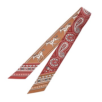 エルメス ツイリー CHEVAL DE COEUR レッド系/ライトブラウン系 064259S シルク100％ レディース 【新品】【other】