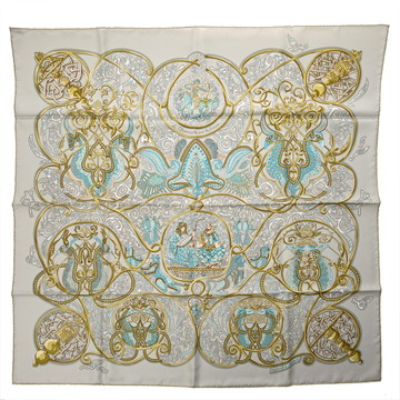 エルメス カレ 90 LA CHARMANTE AUX ANIMAUX マルチカラー シルク100％ レディース 【中古】【other】