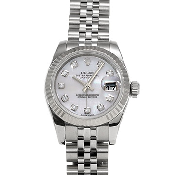 ロレックス デイトジャスト 179174NG ホワイトシェル/ダイヤモンド レディース 時計 【中古】【wristwatch】