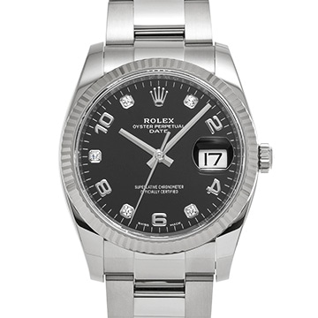 ロレックス オイスターパーペチュアル デイト 115234G ブラック/ダイヤモンド メンズ 時計 【中古】【wristwatch】