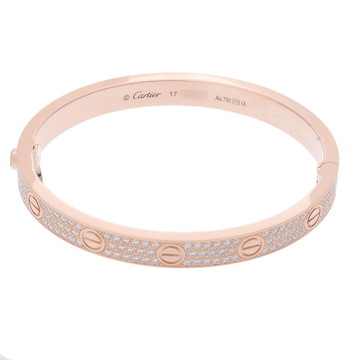 カルティエ ラブブレスレット #17 フルパヴェ ゴールド K18ピンクゴールド PG レディース ジュエリー 【中古】【jewelry】