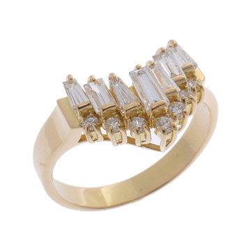 ノーブランド Vデザイン ダイヤ リング ゴールド K18イエローゴールド YG レディース ジュエリー 【中古】【jewelry】