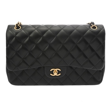 シャネル マトラッセ WフラップWチェーンショルダー 30 ブラック A58600 ラムスキン レディース バッグ 【中古】【bag】