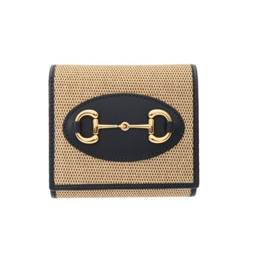 グッチ コンパクトウォレットホースビット1955 ベージュ/ネイビー 621891･534563 キャンバス/レザー ユニセックス 財布 【中古】【purse】