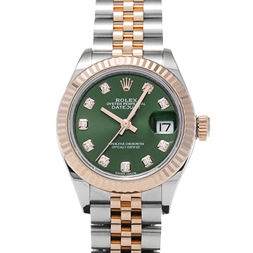 ロレックス レディ デイトジャスト 28 279171G オリーブグリーン/ダイヤモンド レディース 時計 【中古】【wristwatch】