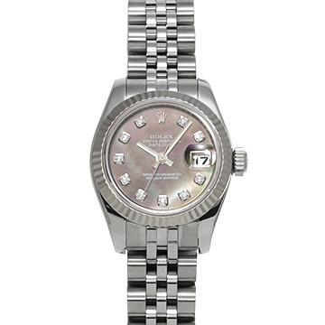 ロレックス デイトジャスト  179174NG ブラックシェル/ダイヤモンド レディース 時計 【中古】【wristwatch】