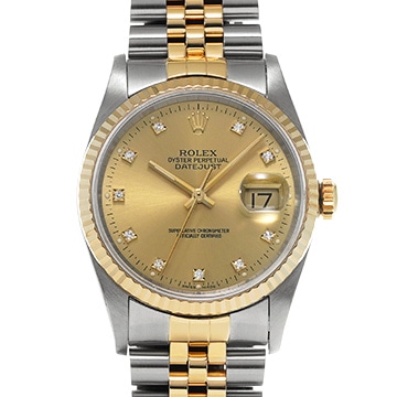 ロレックス デイトジャスト 16233G シャンパン/ダイヤモンド メンズ 時計 【中古】【wristwatch】