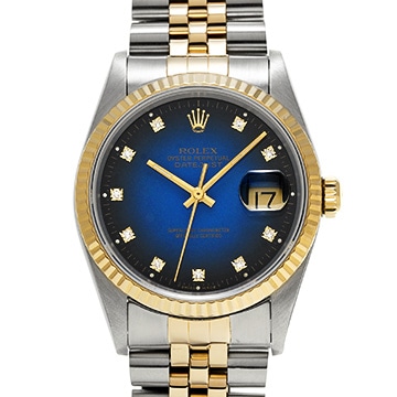 ロレックス デイトジャスト 16233G ブルー・グラデーション/ダイヤモンド メンズ 時計 【中古】【wristwatch】