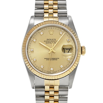 ロレックス デイトジャスト 16233G シャンパン/ダイヤモンド メンズ 時計 【中古】【wristwatch】