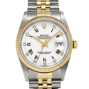 ロレックス デイトジャスト 16233G ホワイト/ダイヤモンド メンズ 時計 【中古】【wristwatch】