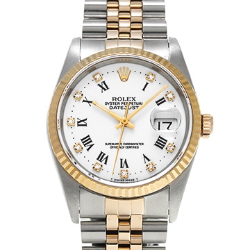 ロレックス デイトジャスト 16233G ホワイト/ダイヤモンド メンズ 時計 【中古】【wristwatch】