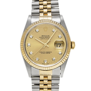 ロレックス デイトジャスト 16233G シャンパン/ダイヤモンド メンズ 時計 【中古】【wristwatch】