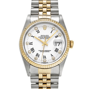 ロレックス デイトジャスト 16233G ホワイト/ダイヤモンド メンズ 時計 【中古】【wristwatch】