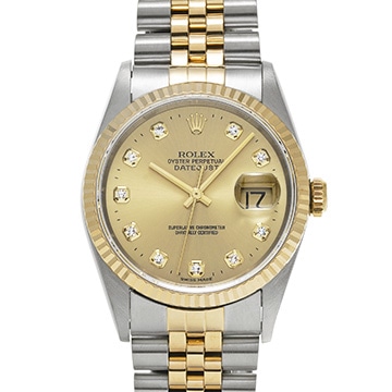 ロレックス デイトジャスト 16233G シャンパン/ダイヤモンド メンズ 時計 【中古】【wristwatch】