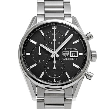 タグ ホイヤー カレラ キャリバー16 クロノグラフ CBK2110.BA0715 ブラック メンズ 時計 【中古】【wristwatch】
