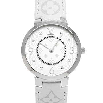 ルイ ヴィトン タンブール スリム GM Q1E01Z ホワイト/ダイヤモンド メンズ 時計 【中古】【wristwatch】