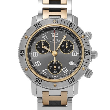 エルメス クリッパー クロノグラフ CL2.920 グレー メンズ 時計 【中古】【wristwatch】