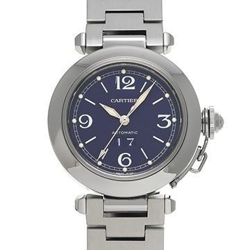 カルティエ パシャC ビッグデイト W31047M7 ブルー ユニセックス 時計 【中古】【wristwatch】