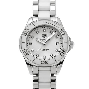 タグ ホイヤー アクアレーサー クォーツ WAY131D.BA0914 ホワイト/ダイヤモンド レディース 時計 【中古】【wristwatch】