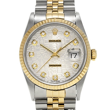 ロレックス デイトジャスト 16233G ホワイト/ダイヤモンド メンズ 時計 【中古】【wristwatch】