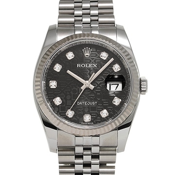 ロレックス デイトジャスト 116234G ブラックコンピュータ/ダイヤモンド メンズ 時計 【中古】【wristwatch】